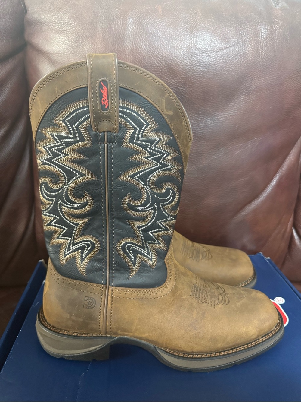 Rebel by Durango Brown and Black Western Cowboy Work Boots Brand New Size 10 M - Picture 2 of 15